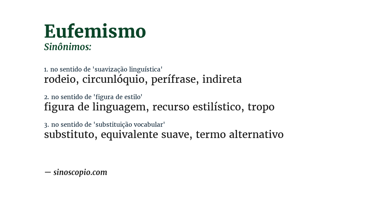 Sinônimo de eufemismo