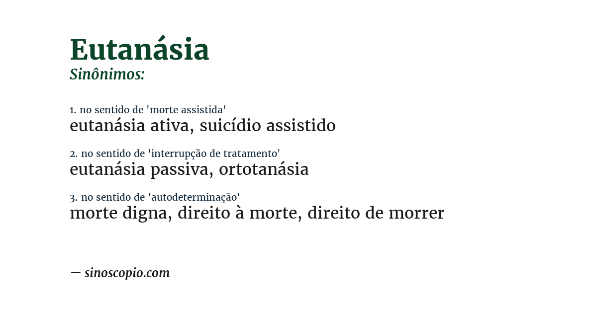 Sinônimo de eutanásia