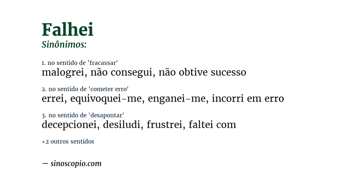 Sinônimo de falhei