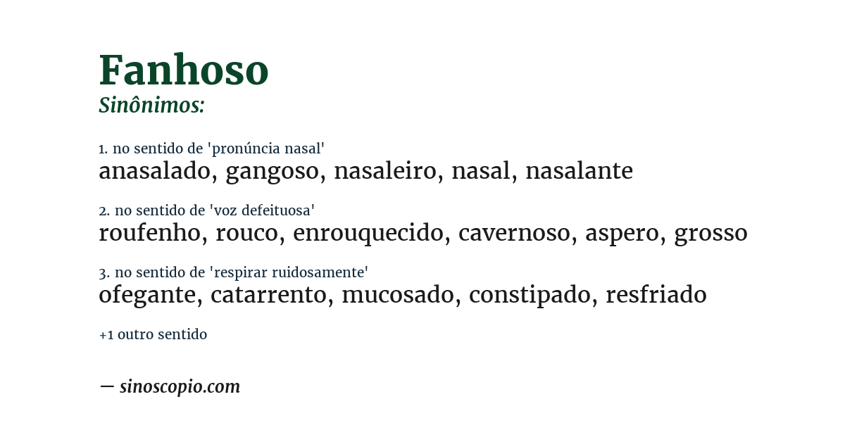 Sinônimo de fanhoso