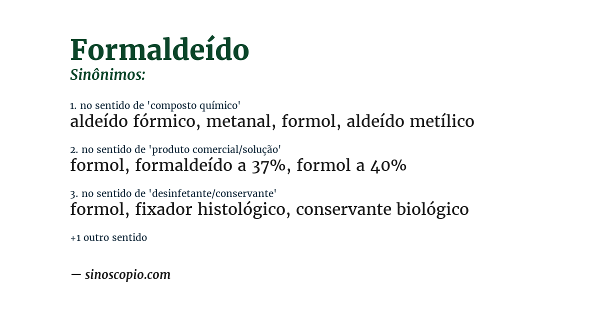 Sinônimo de formaldeído