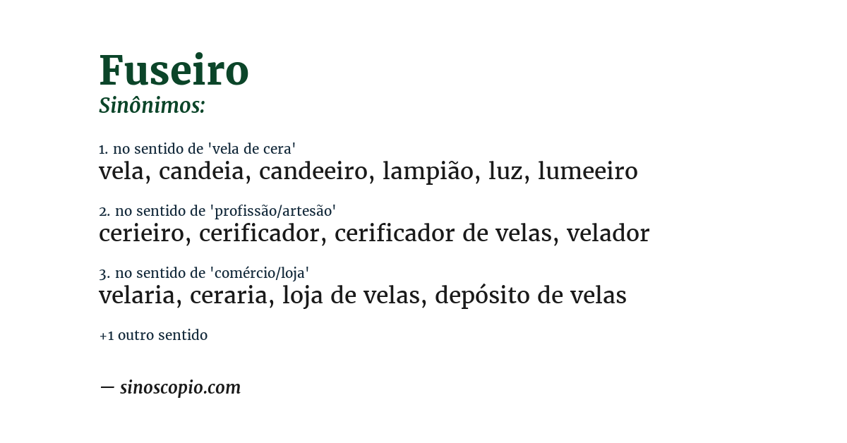 Sinônimo de fuseiro