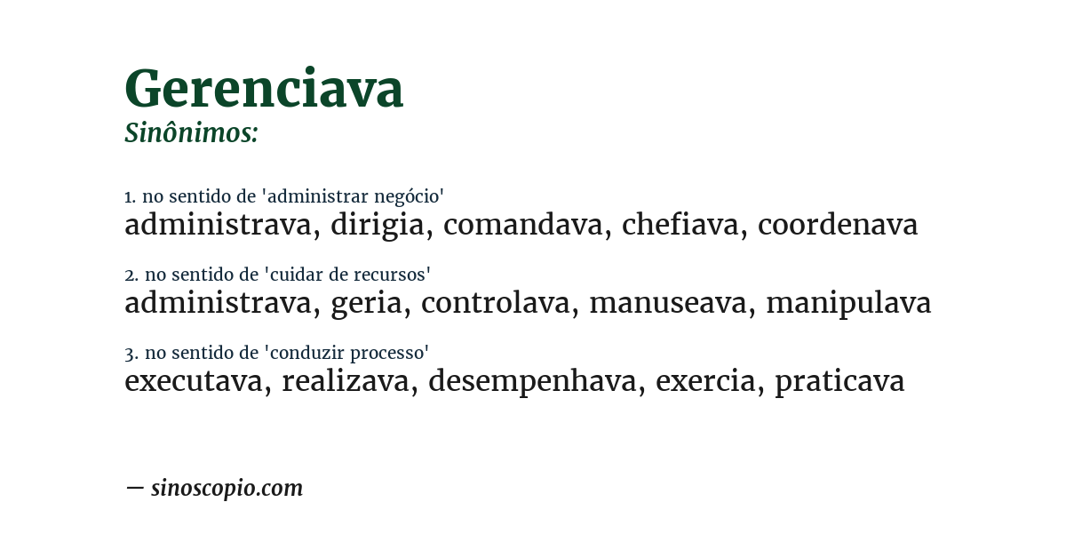 Sinônimo de gerenciava