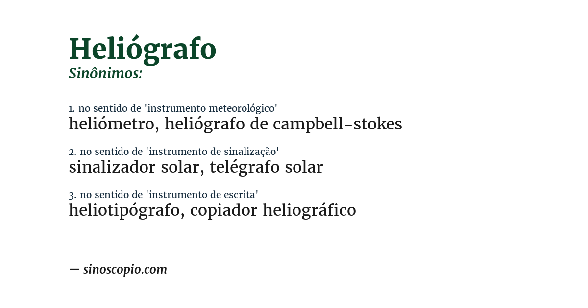 Sinônimo de heliógrafo