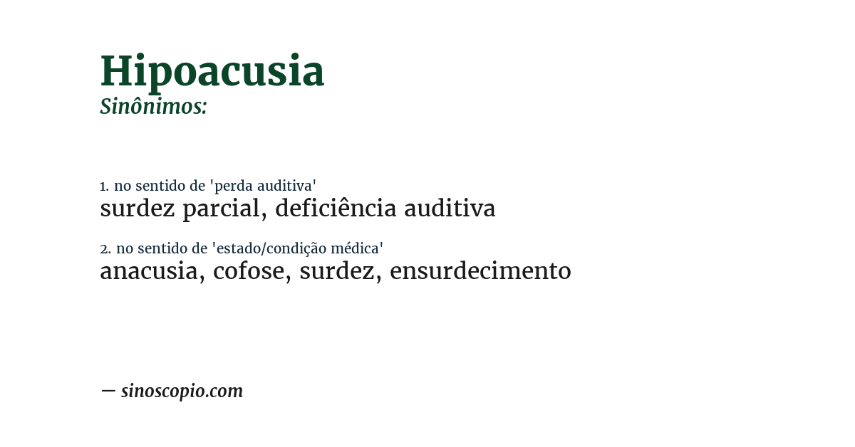Sinônimo de hipoacusia