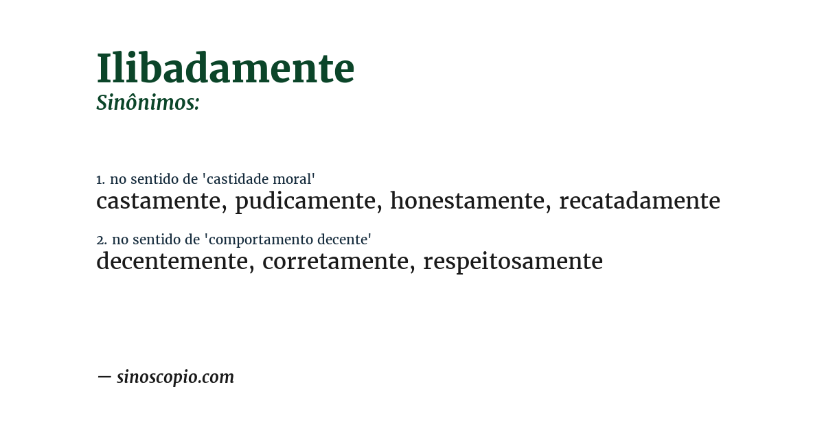 Sinônimo de ilibadamente