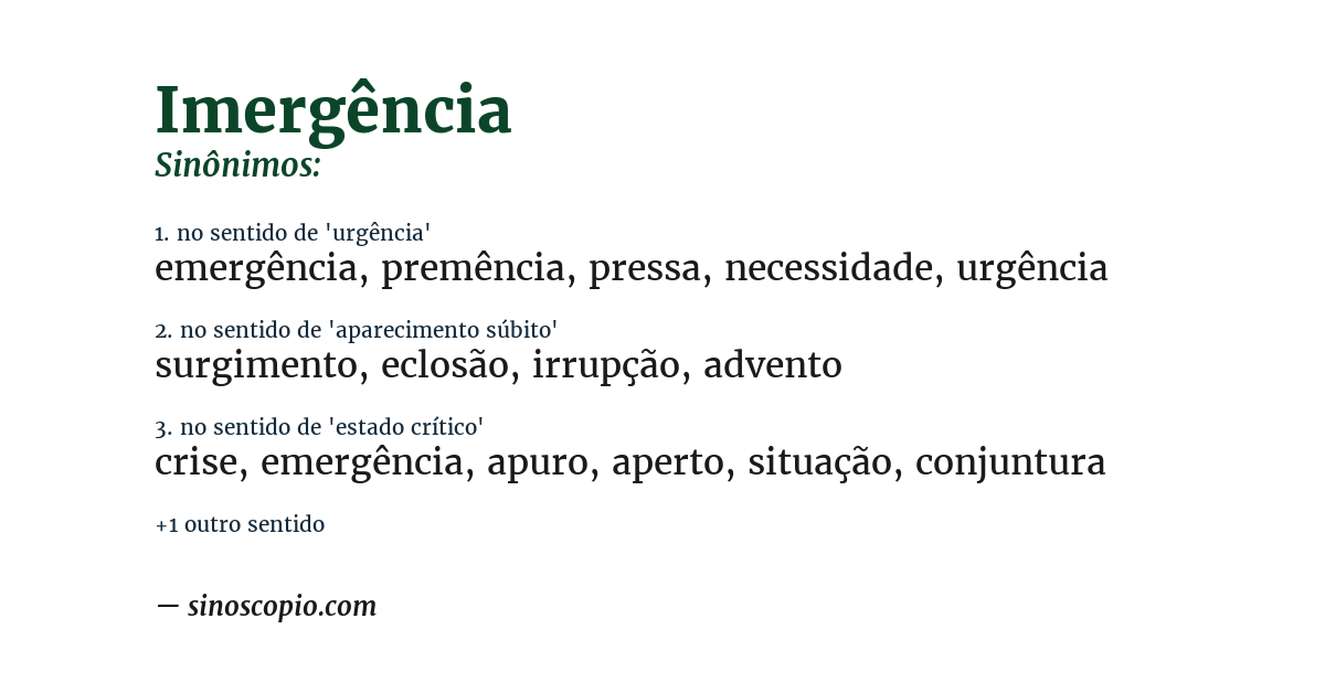 Sinônimo de imergência