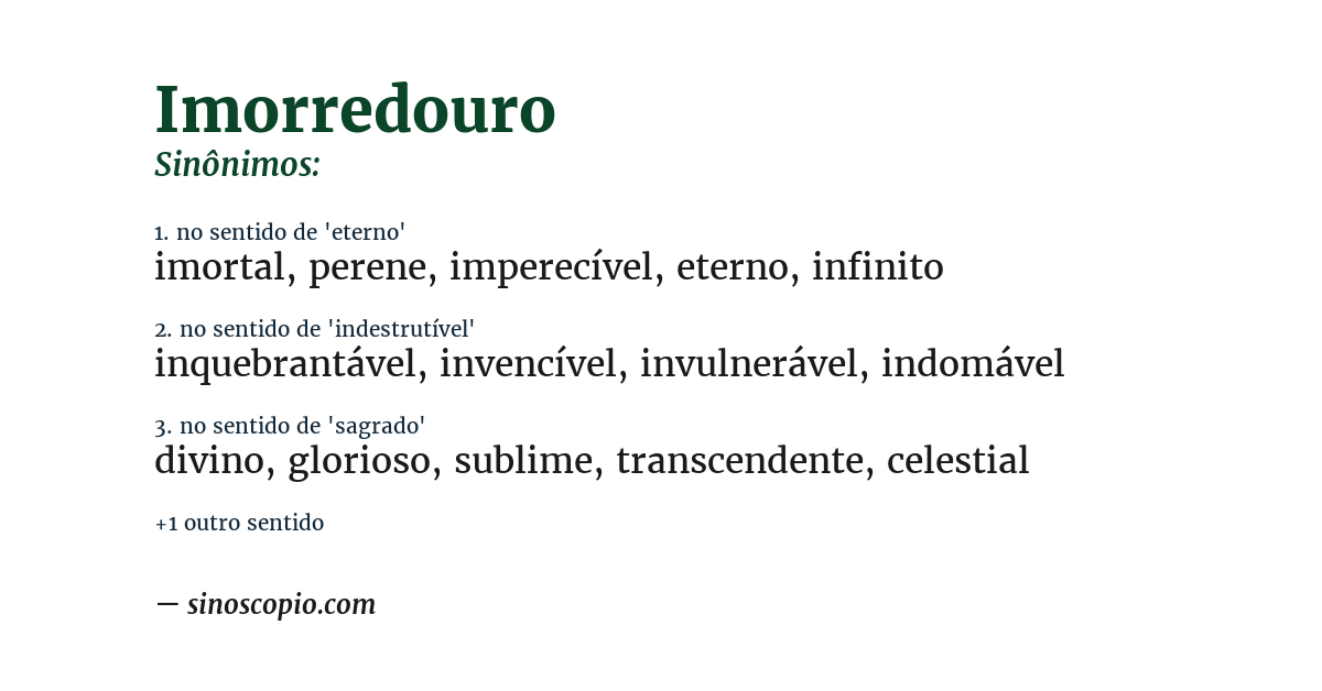 Sinônimo de imorredouro
