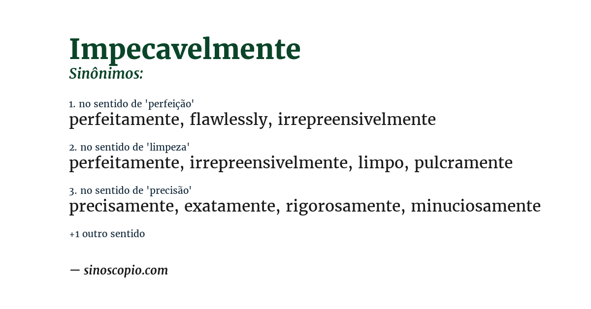Sinônimo de impecavelmente
