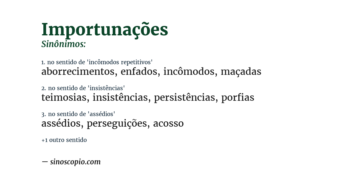 Sinônimo de importunações