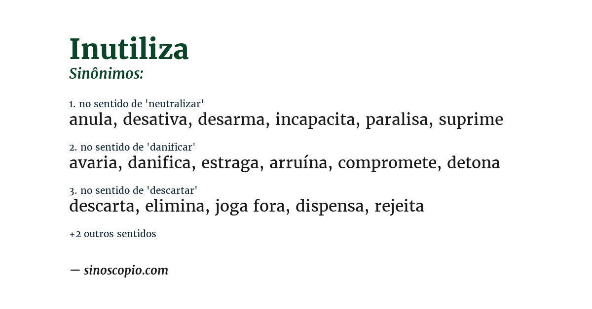 Sinônimo de inutiliza