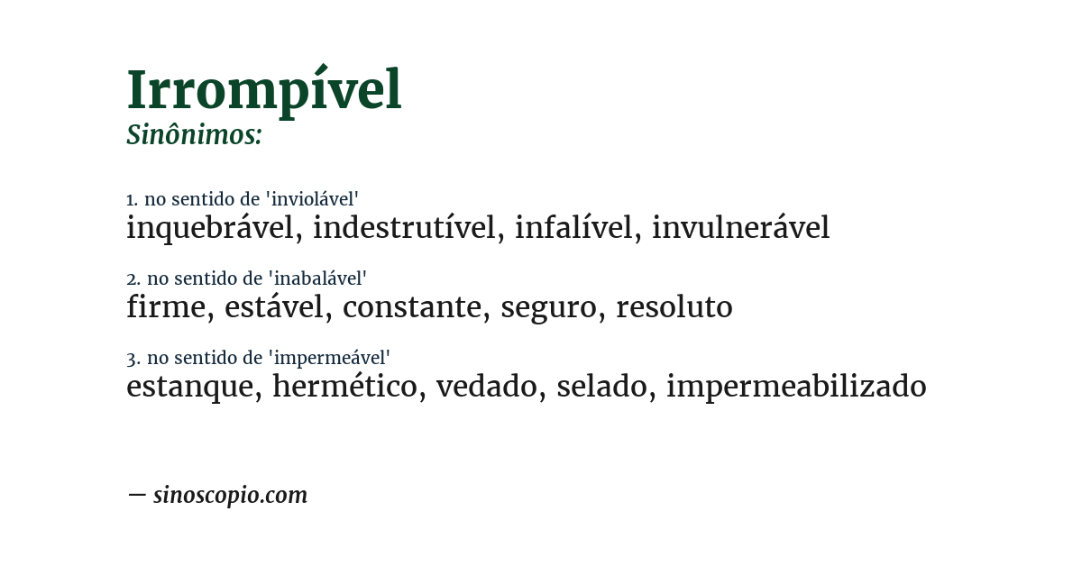 Sinônimo de irrompível