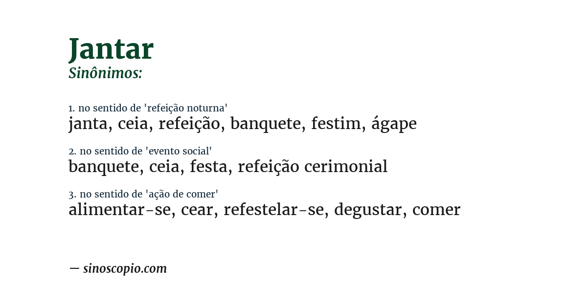 Sinônimo de jantar