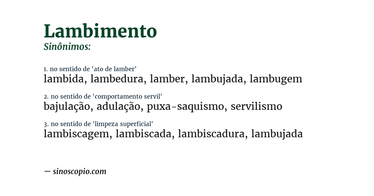 Sinônimo de lambimento