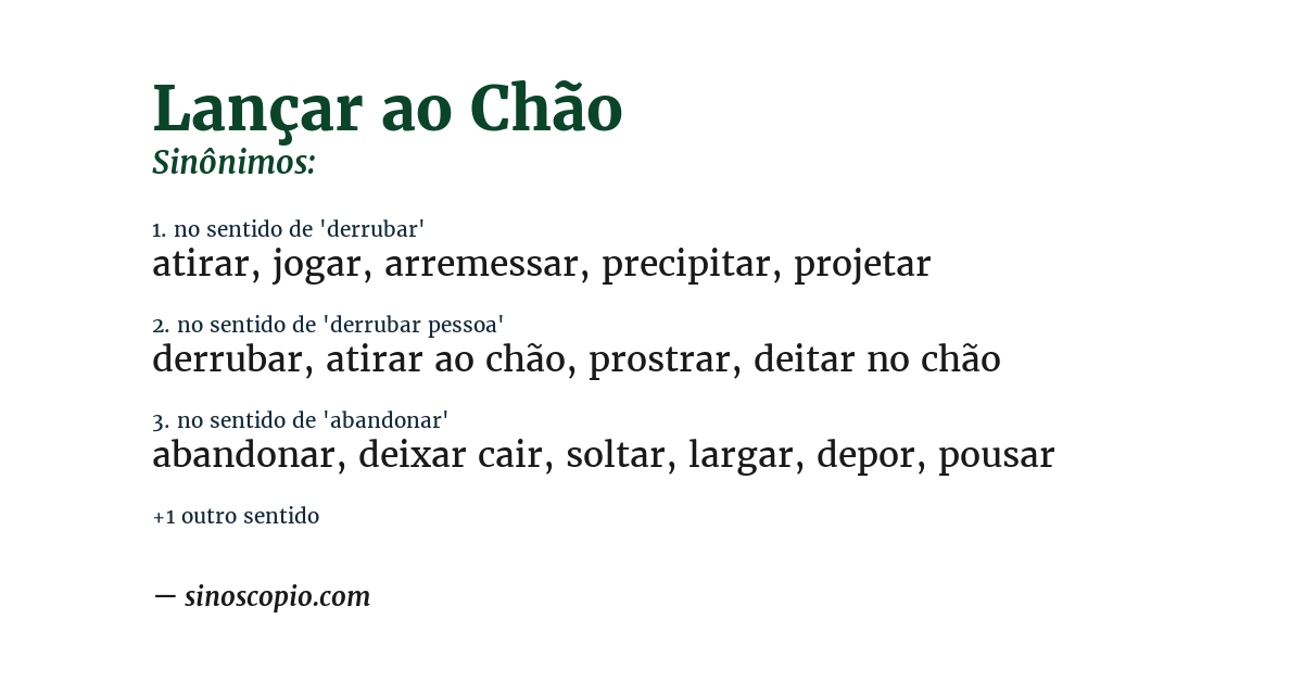 Sinônimo de lançar ao chão