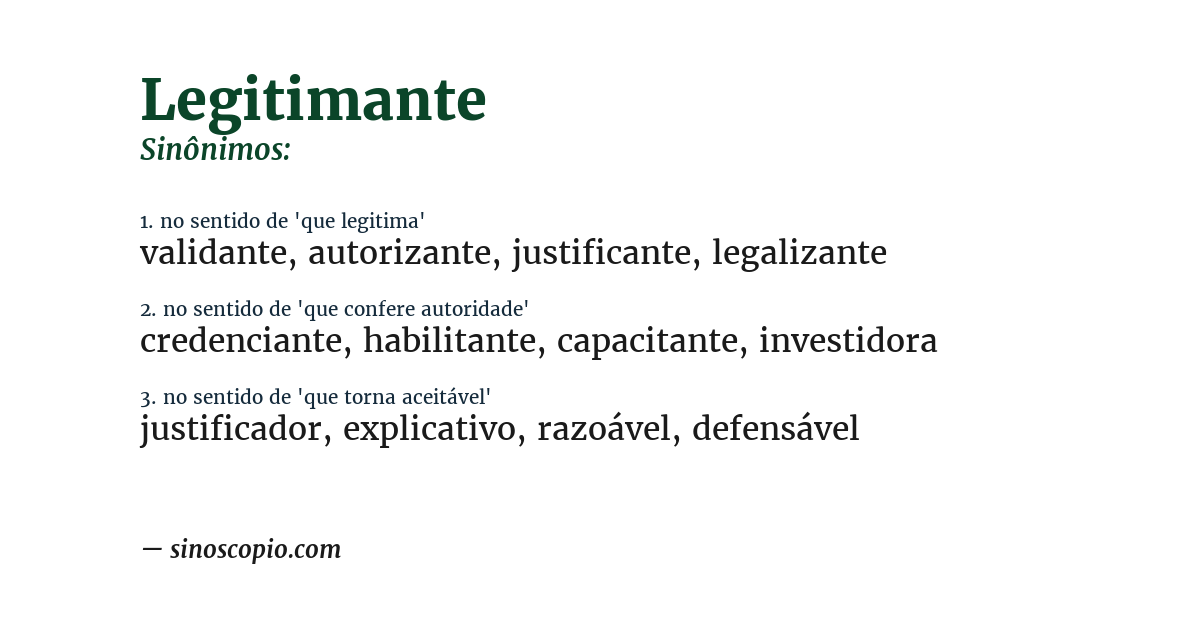 Sinônimo de legitimante