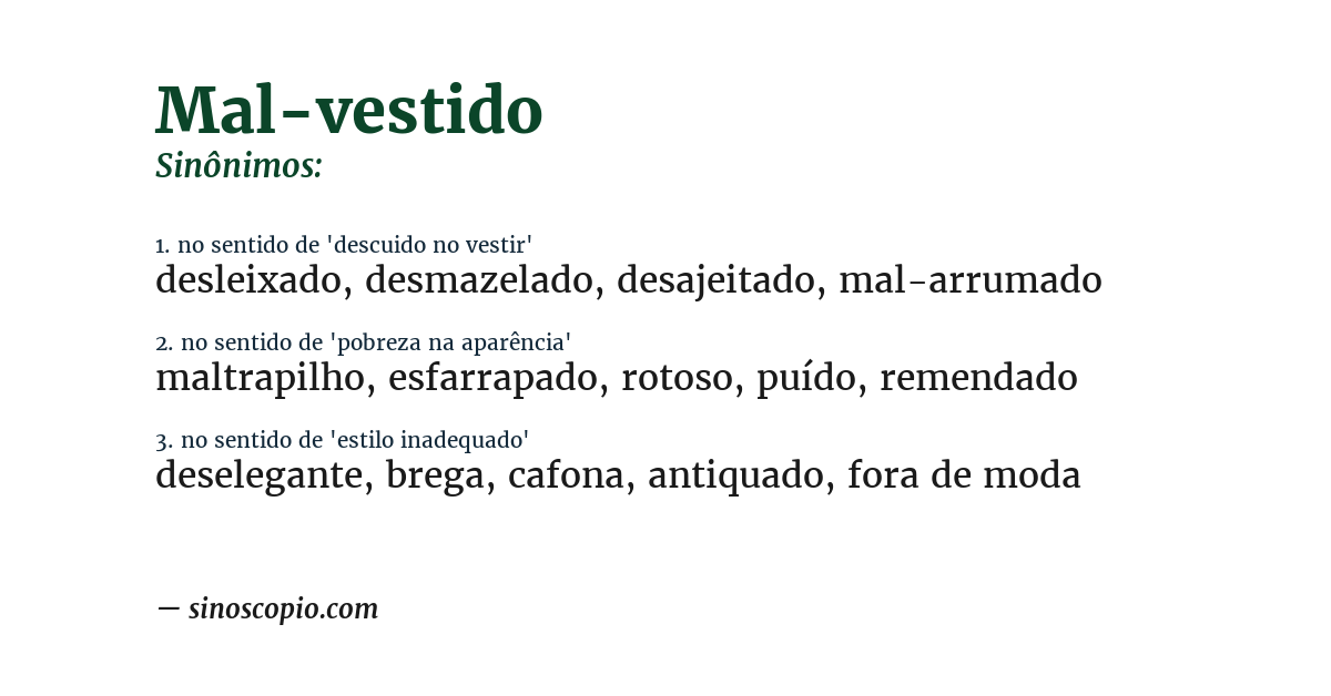 Sinônimo de mal-vestido