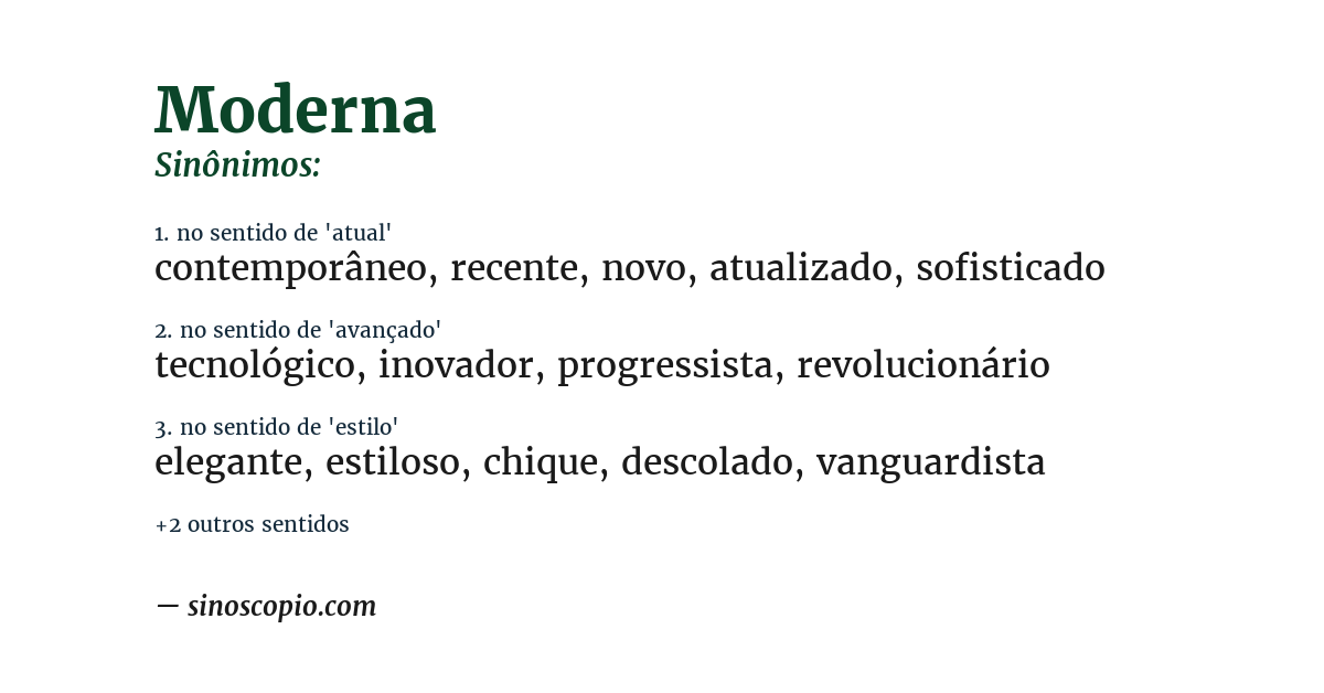 Sinônimo de moderna