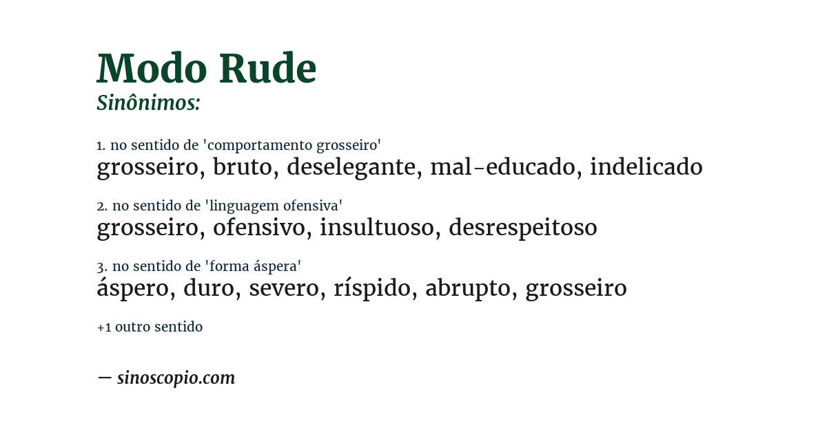 Sinônimo de modo rude