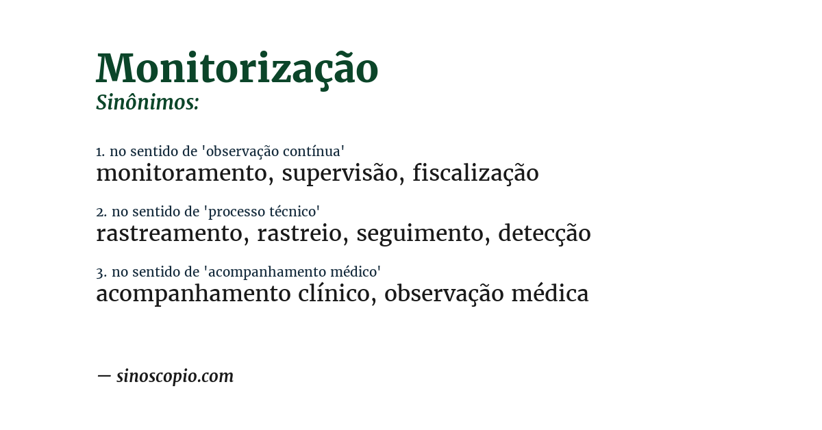 Sinônimo de monitorização