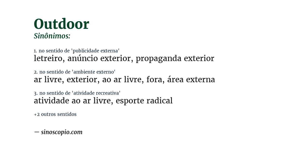 Sinônimo de outdoor