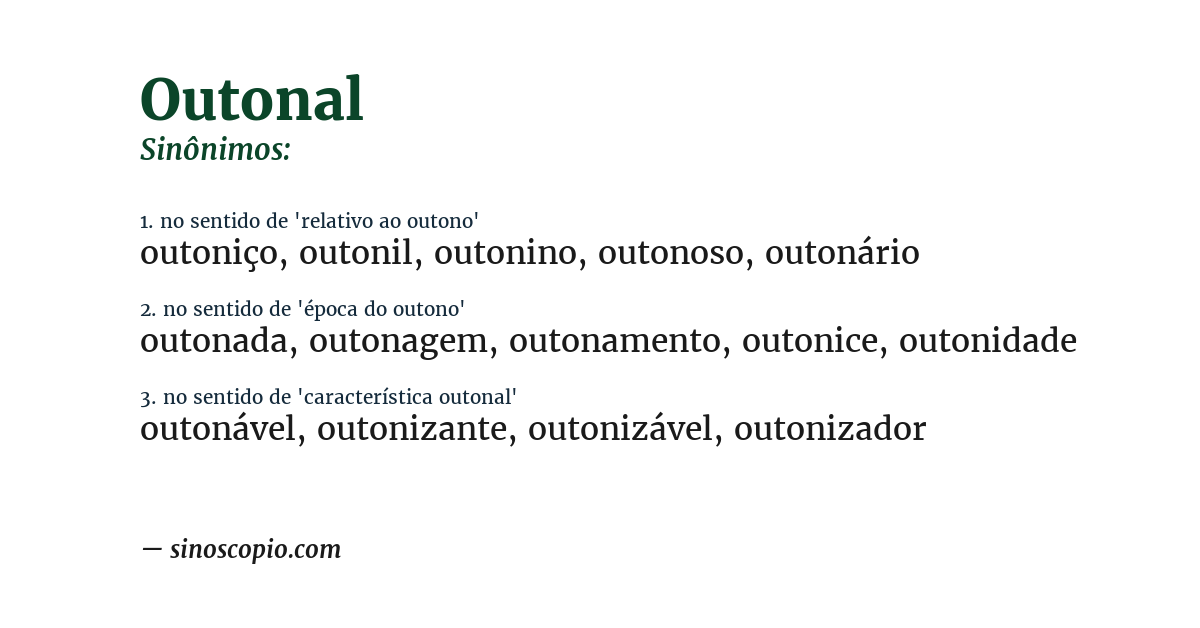 Sinônimo de outonal