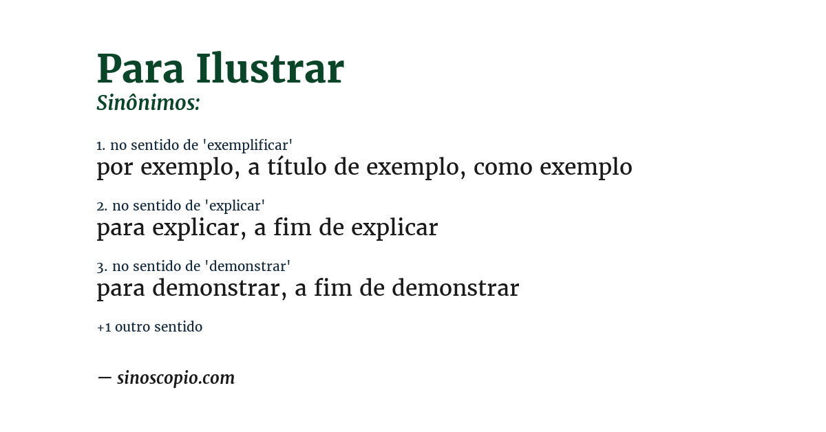 Sinônimo de para ilustrar