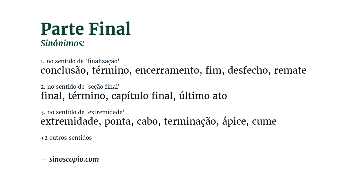 Sinônimo de parte final