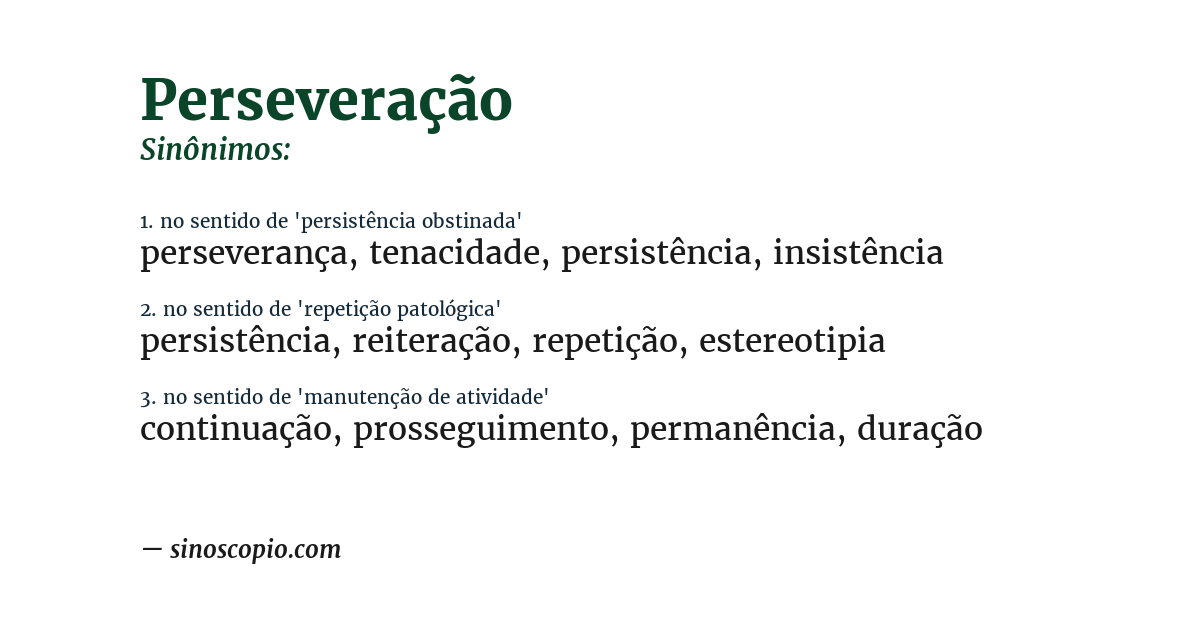 Sinônimo de perseveração