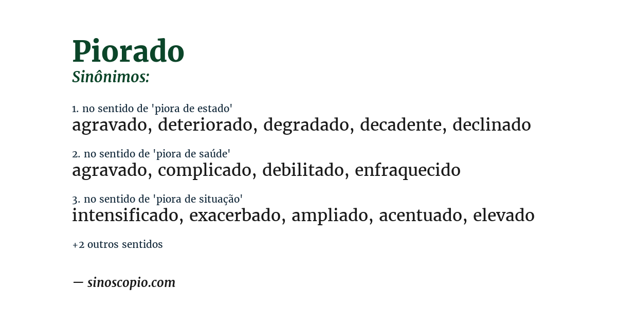 Sinônimo de piorado