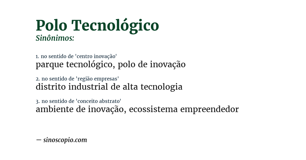 Sinônimo de polo tecnológico