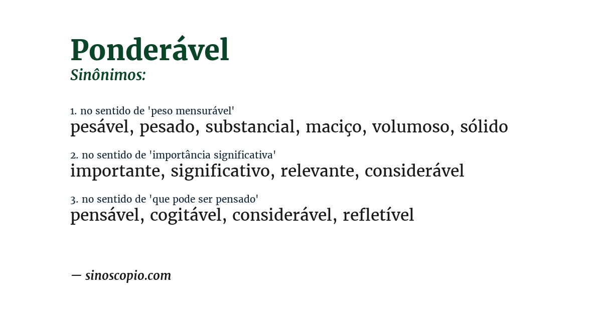 Sinônimo de ponderável