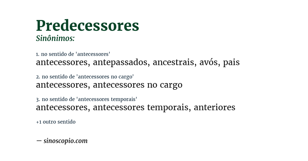 Sinônimo de predecessores