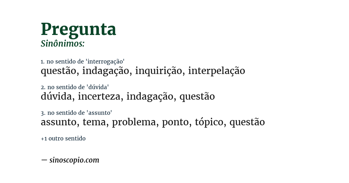 Sinônimo de pregunta