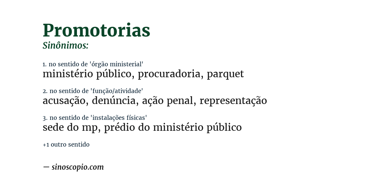 Sinônimo de promotorias
