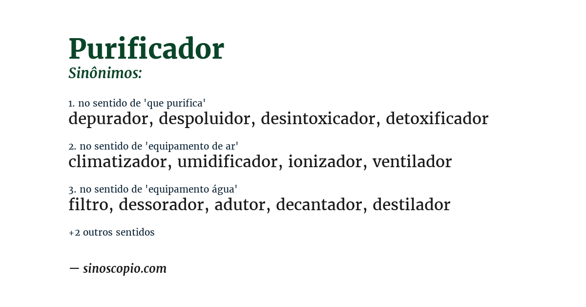 Sinônimo de purificador