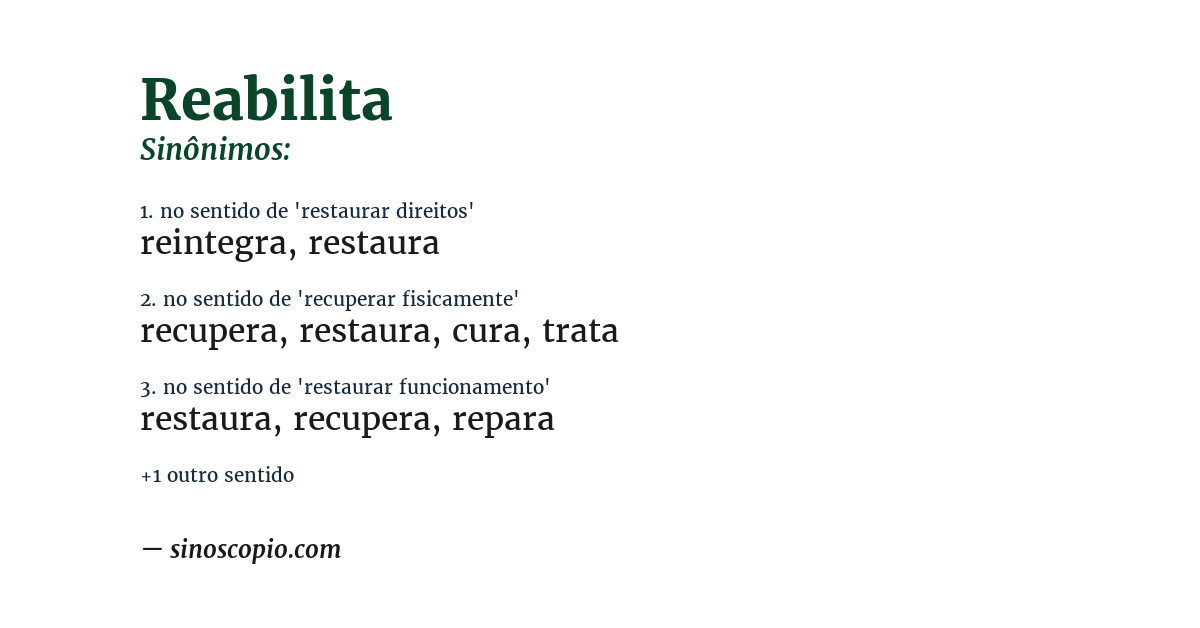Sinônimo de reabilita