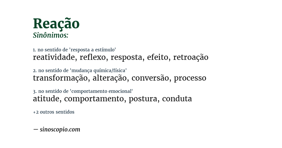 Sinônimo de reação
