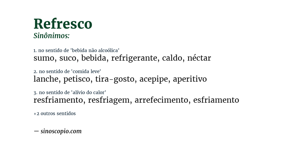 Sinônimo de refresco