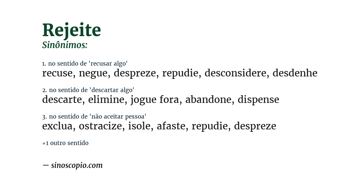 Sinônimo de rejeite