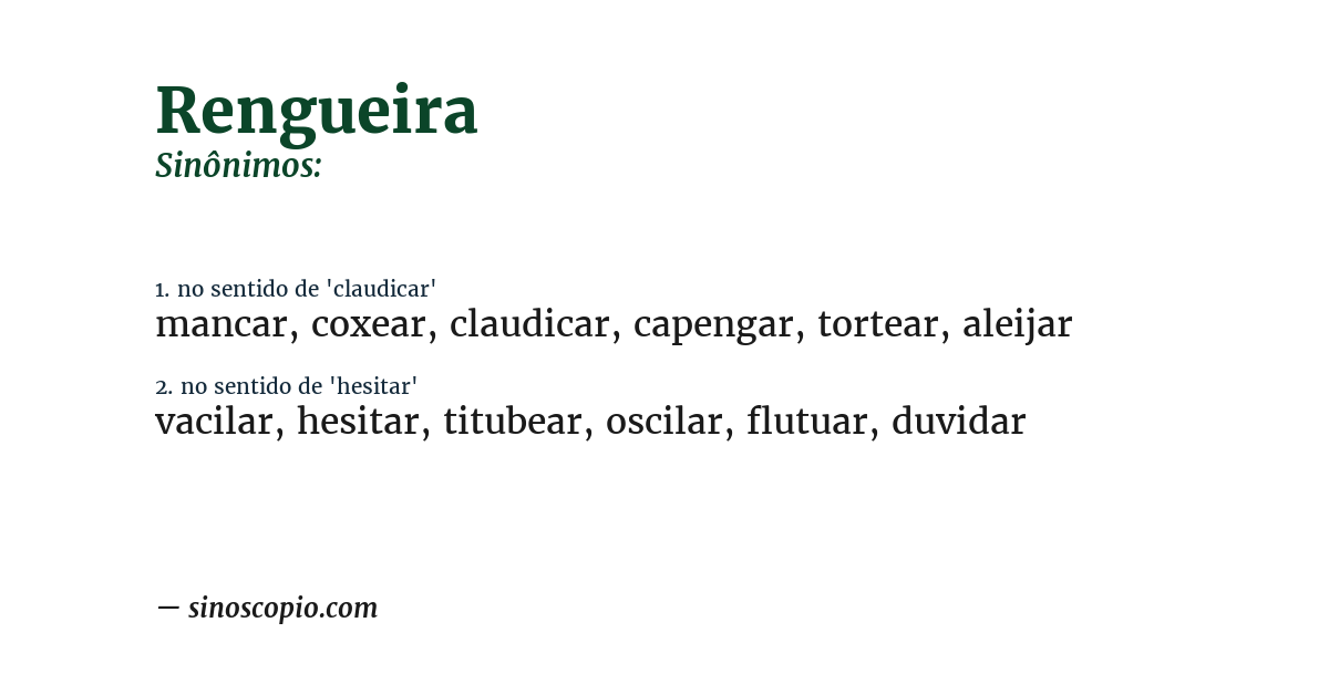 Sinônimo de rengueira