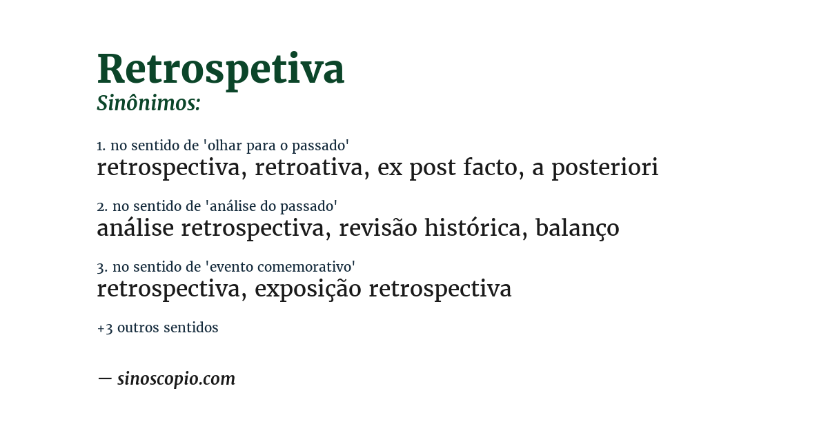 Sinônimo de retrospetiva