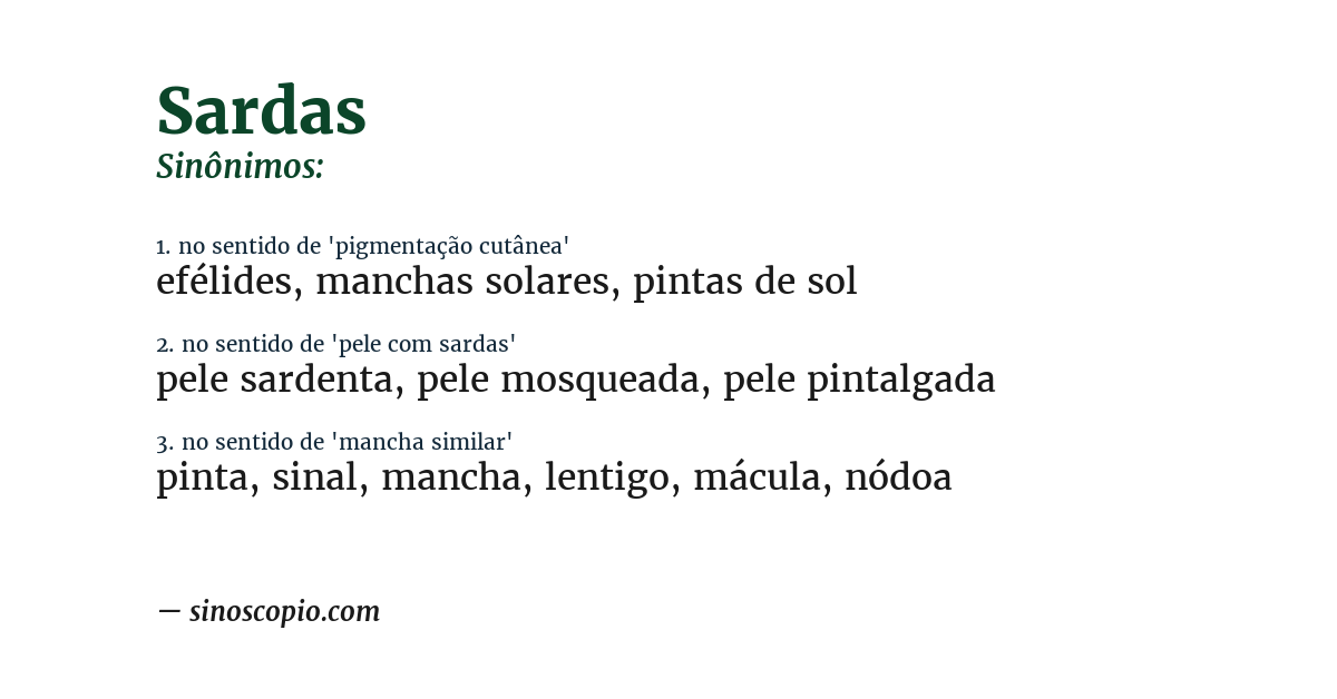 Sinônimo de sardas