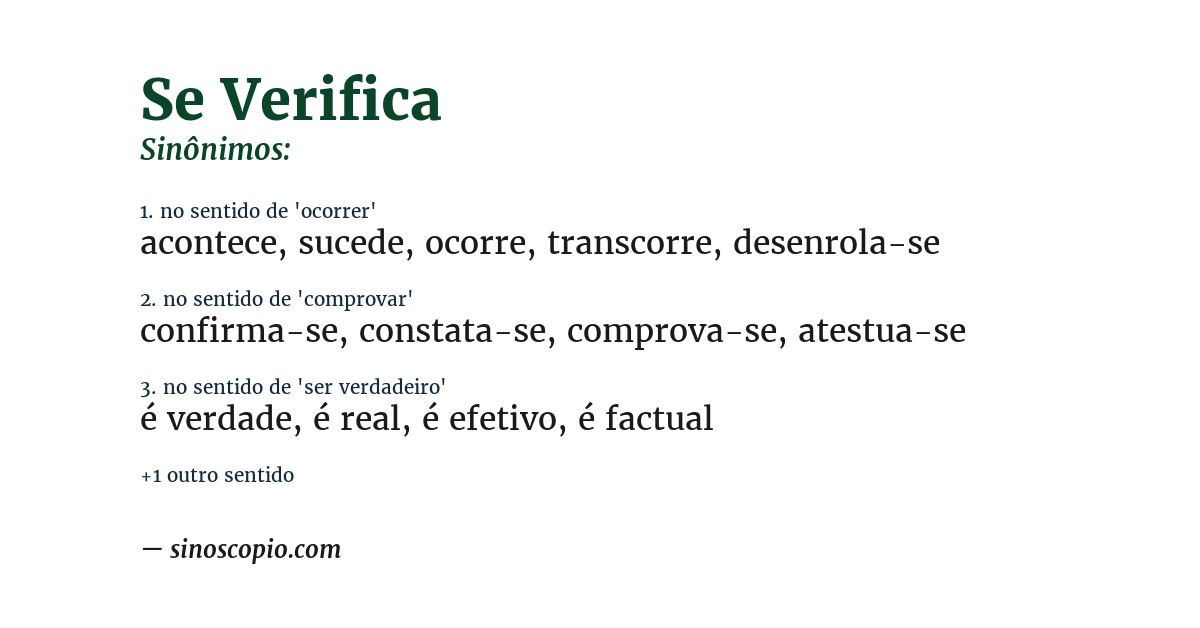 Sinônimo de se verifica