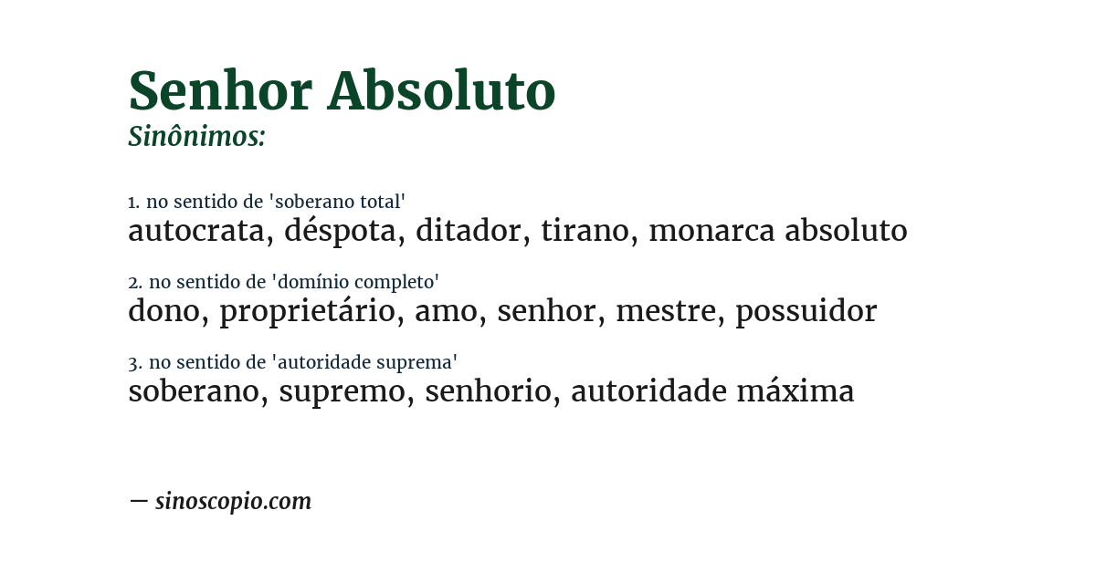 Sinônimo de senhor absoluto