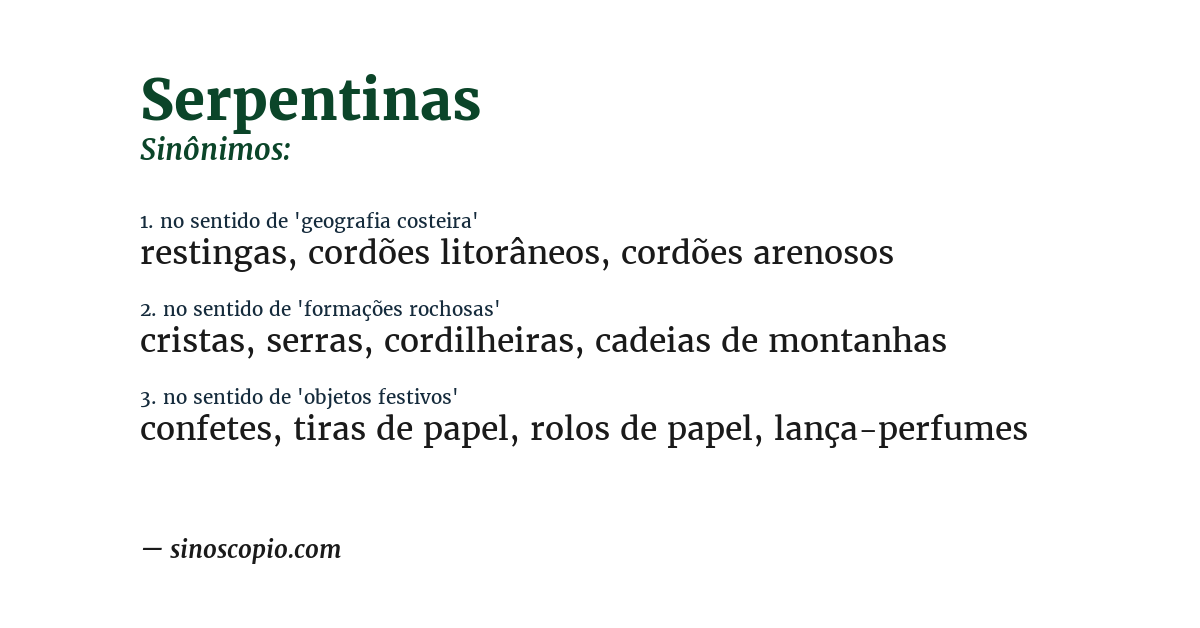 Sinônimo de serpentinas