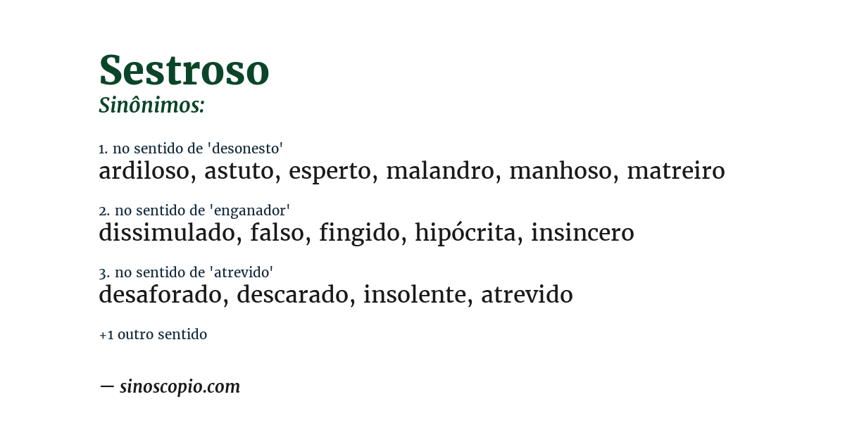 Sinônimo de sestroso