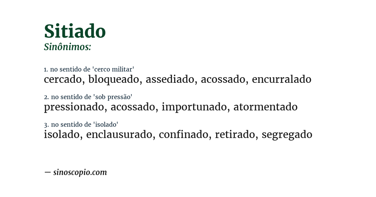 Sinônimo de sitiado