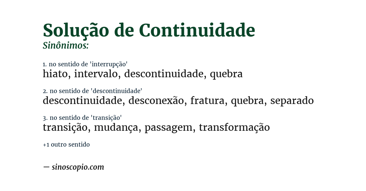 Sinônimo de solução de continuidade