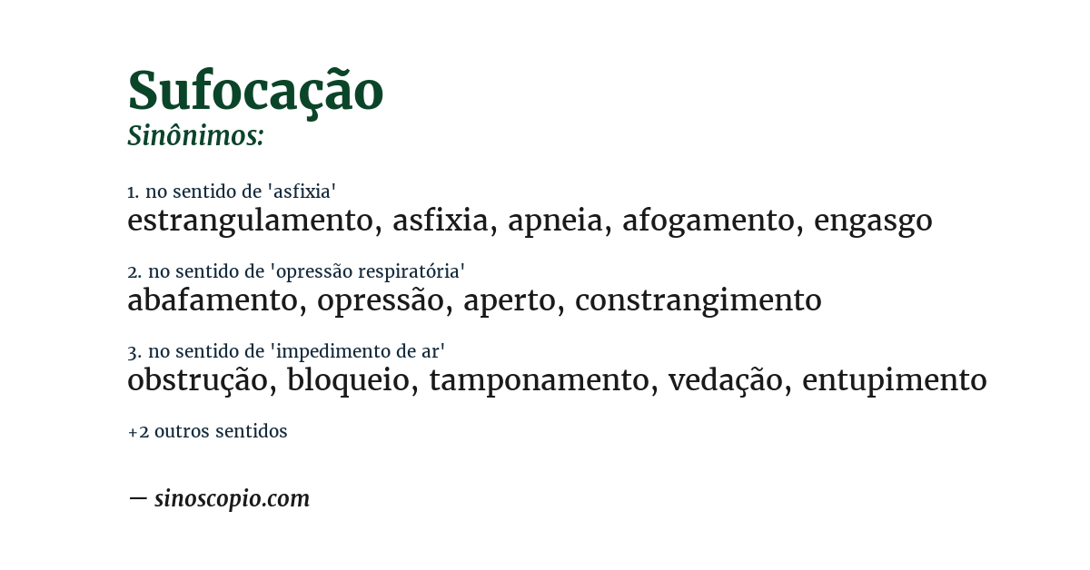 Sinônimo de sufocação